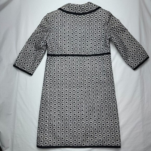 Cynthia Steffe Eyelet Floral Coat 3/4 Sleeve Size Small 36" Length Black/White - Picture 3 of 11